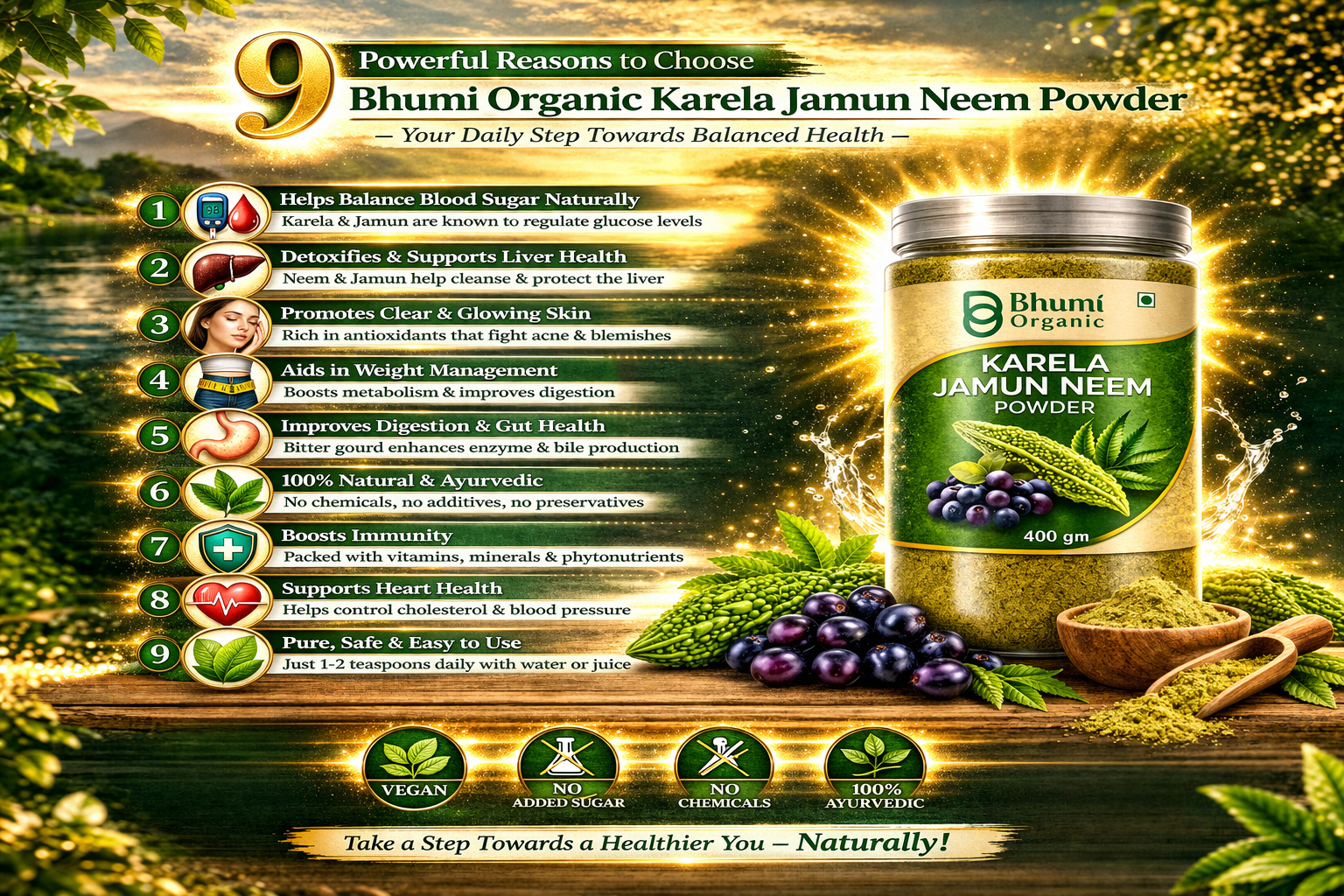 Karela Jamun Neem Powder, 400 gm