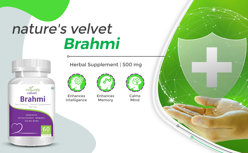 Nature's Velvet Lifecare Brahmi (Bacopa Monnieri) Pure Extract 500 mg, 60 Veg Capsules - Pack of 1