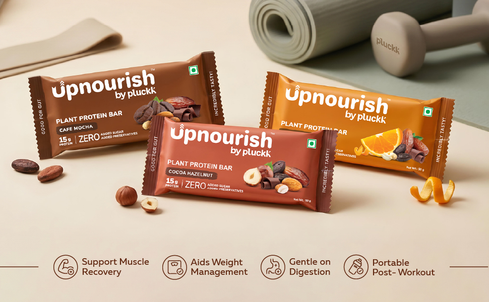 Chocolate Coffee Protein Bar - No Refined Sugar (Pack of 6) | 15 g Complete Protein | Upnourish by Pluckk (Cafe Mocha)