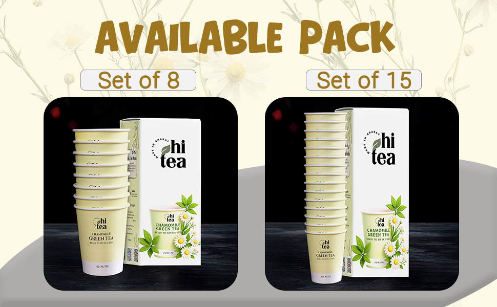 HI TEA Chamomile Green Tea | Just Add Hot Water | Instant Green Tea Cups | 8 Cups/Box