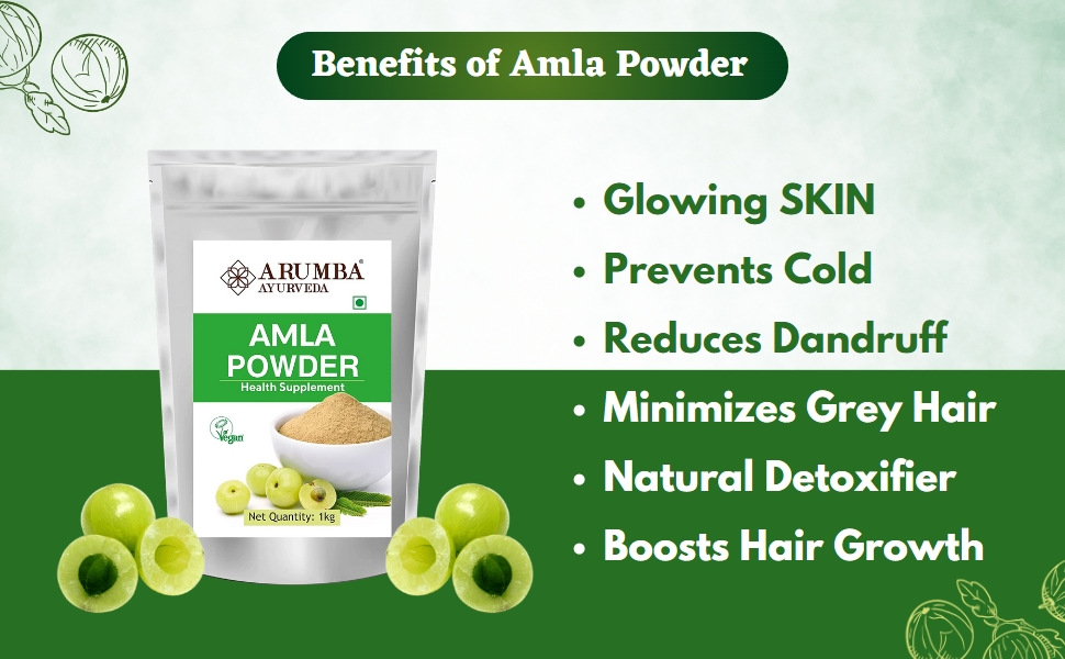 Amla Powder 1Kg, Made with Pure Indian Gooseberry Churna, Emblica officinalis, Natural Super-Food for Weight Loss, Hair Care, Skin Care