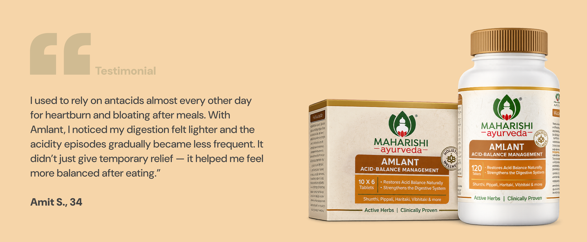MAHARISHI AYURVEDA Amlant Acid Balance Management- Pack of 4 x 10 * 6 Tab