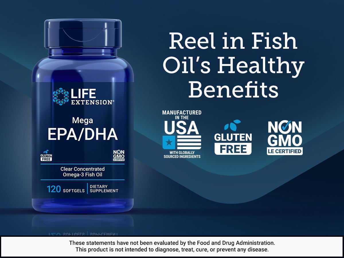 Life Extension Mega EPA and DHA, Omega-3 Fatty Acids, 120 Softgels