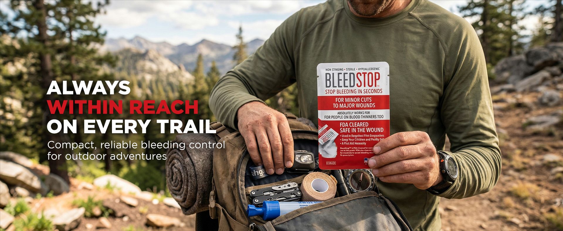 BleedStop™ First Aid Powder for Blood Clotting, Trauma Kit, Blood Thinner Patients, Camping Safety, and Survival Equipment for Moderate to Severe Bleeding Wounds or Nosebleeds - 4 (15g) Pouches