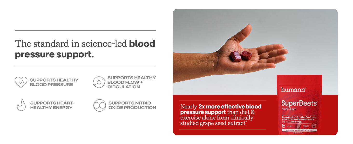 HumanN SuperBeets Heart Chews, Pomegranate Berry Flavor, 60 Ct