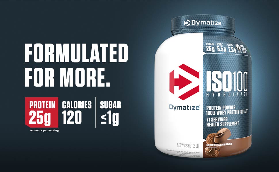 Dymatize Nutrition ISO100 Hydrolyzed Whey Protein Isolate | Fast-Digesting | Muscle Recovery Formula with Amino Acids | Low Sugar & Fat | Gourmet Chocolate | 5 lbs