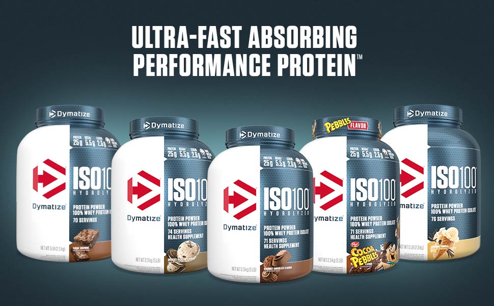 Dymatize Nutrition ISO100 Hydrolyzed Whey Protein Isolate | Fast-Digesting | Muscle Recovery Formula with Amino Acids | Low Sugar & Fat | Gourmet Chocolate | 5 lbs