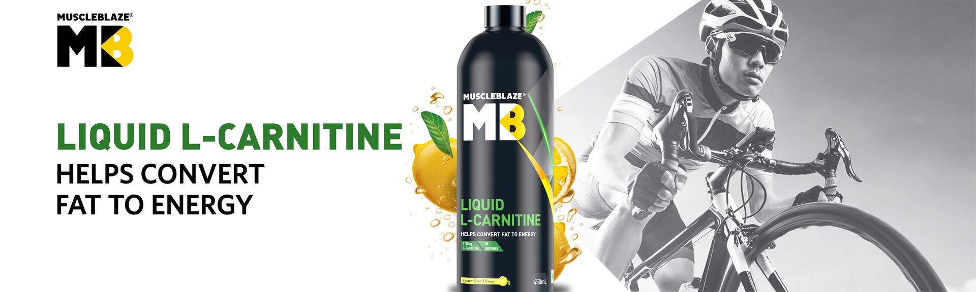 MuscleBlaze Liquid L-Carnitine 1100mg, Key Lime, 450ml