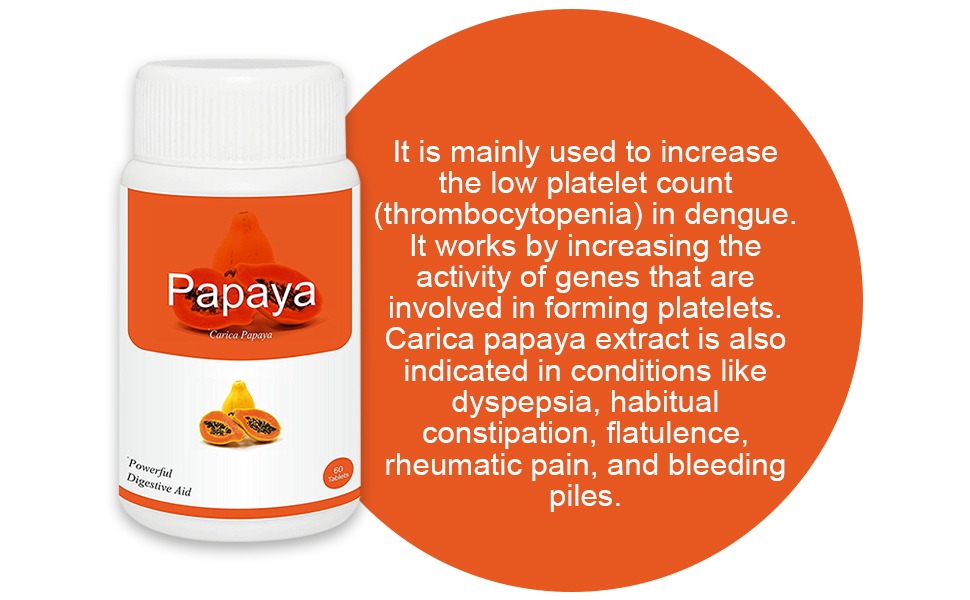 Herb Essential Papaya Tablets 500mg, Natural Digestive Support, 60 Tablets