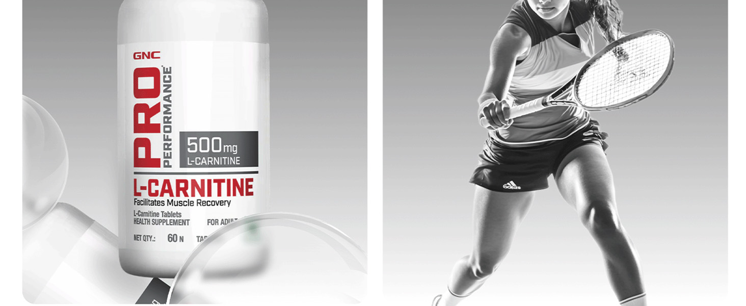 GNC Pro Performance L-Carnitine Tablets - 500mg | 30 Veg Tablets | Facilitates Fat Metabolism & Muscle Recovery | Aids Weight Loss & Management | Boosts Energy & Supports Heart Heart | USA Formulated
