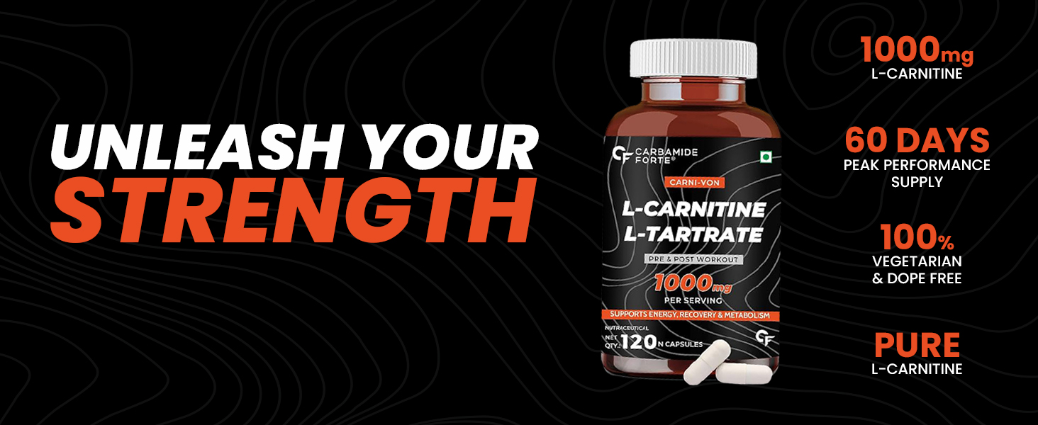 Carbamide Forte L Carnitine Tablets For Men & Women | L-Carnitine TabletsTo Support Energy, Recovery & Metobolism |Helps Convert Fat Into Energy - 120 Capsules