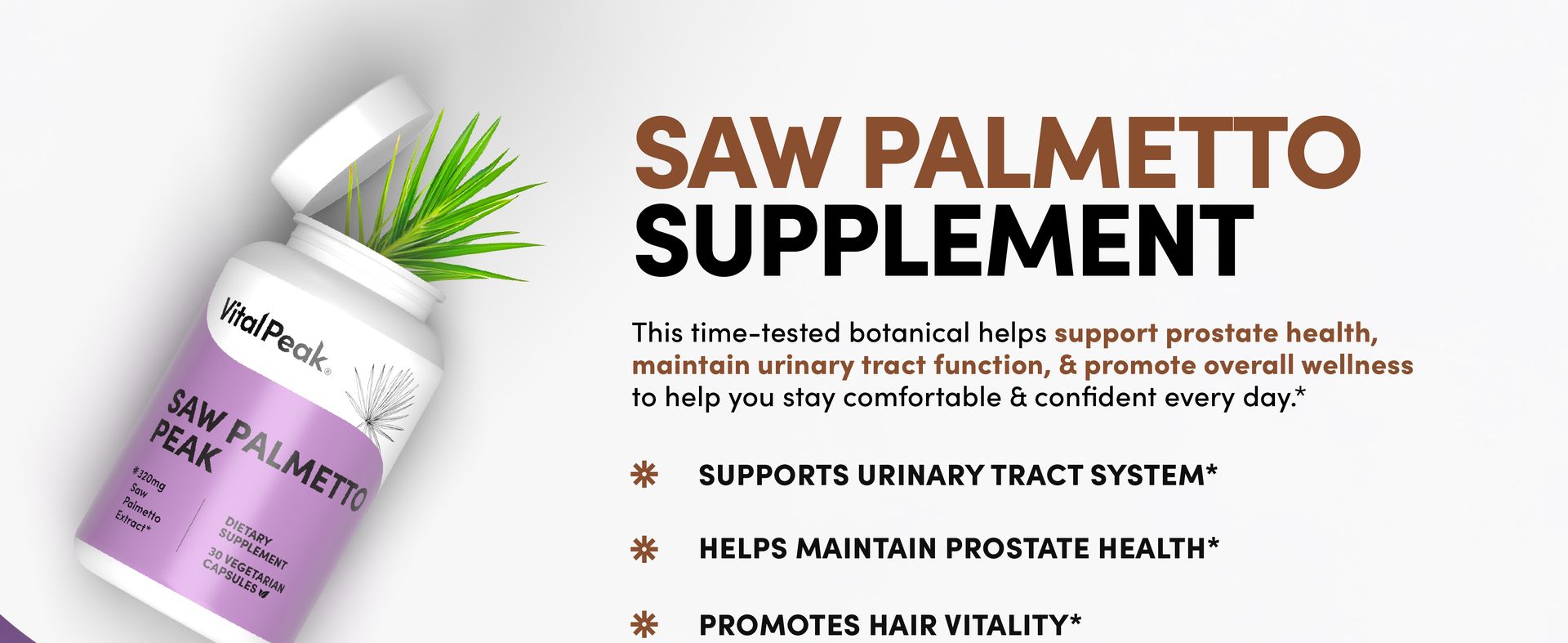 Saw Palmetto for Man & Women - Saw Palmetto Extract 320mg - Prostate Health Supplements for Men & Saw Palmetto for Women Hair Loss - Natural DHT Blocker, Vegan, Non-GMO - 30 Capsules