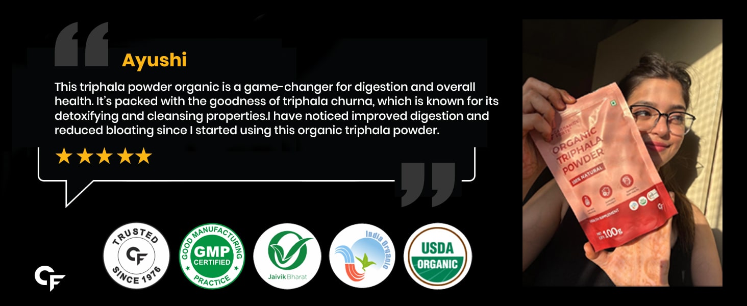Carbamide Forte Triphala Churna Powder 100% Organic | Triphala Powder Organic With Swarna Amalaki, Haritaki, and Bibhitaki | Trifala Powder - 100g