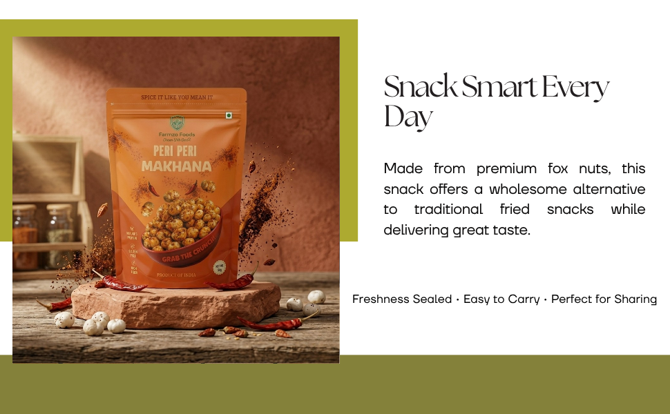 Farmzo Foods Peri Peri Makhana | Crispy Roasted Fox Nuts | 50G