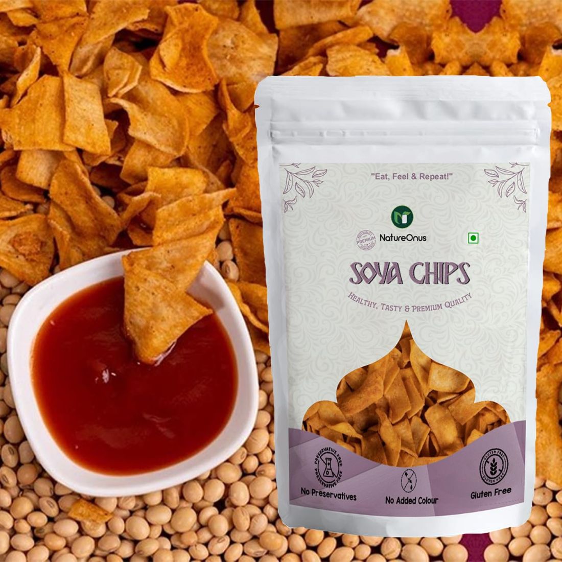 NatureOnus High Protein Chips Combo Pack of 7 (301g) | 7 Snacks Pack x 43g | Ragi, Beetroot, Multigrain, Jowar, Quinoa, Soya & Rajma Chips | Gluten-Free, No Maida, No Preservatives, No Palm Oil, High Protein Chips (43g x 7 Packs)