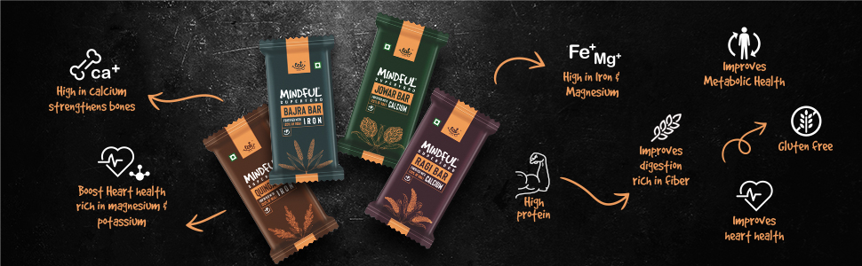 Eat Anytime Multigrain Millet Energy Chocolates, 12 Bars | High Protein, High Fiber, No Added Sugar | Gluten Free Granola Bars with Ragi, Dark Chocolate | Healthy Snack (300g)