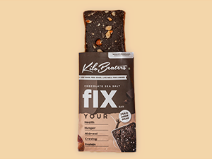 Kilobeaters Chocolate Sea Salt Fix Bar, Sugar Free Protein Bar, No Added Sugar, No Preservatives, No Artificial Flavors, Date Sweetened Energy Bars, (Pack Of 3) X 60 G Each