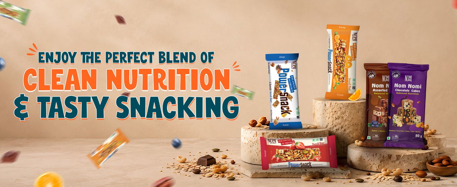 NOMI Assorted Protein Bar - Pack of 10 x 35g | Flavour Variety Pack: Classic, Chocolate, Strawberry, Orange, Cranberry, Blueberry & Makhana | Seed Bars| No Palm Oil | Naturally Sweetened
