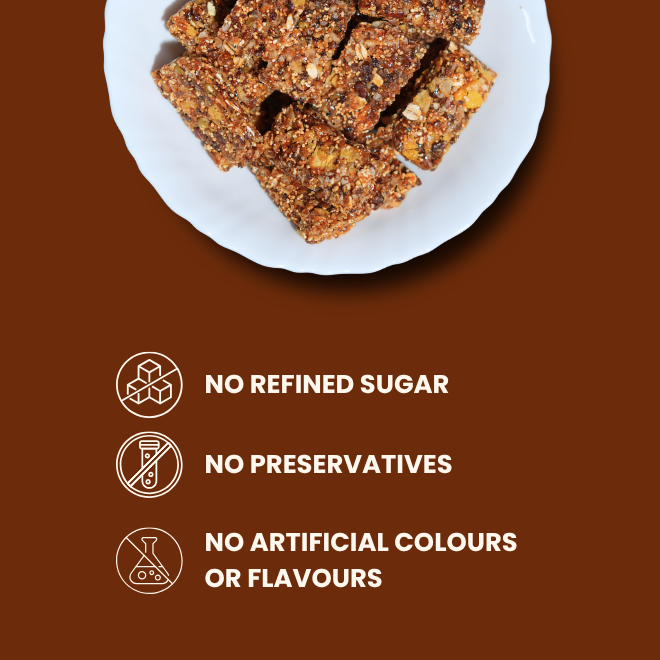 LOVD Multigrain Bar | Protein (11.21g) & High Fiber (15.63g) Snack | 10 Wholesome Supergrains | Natural Healthy Snack | No Refined Sugar | 150 g Pack