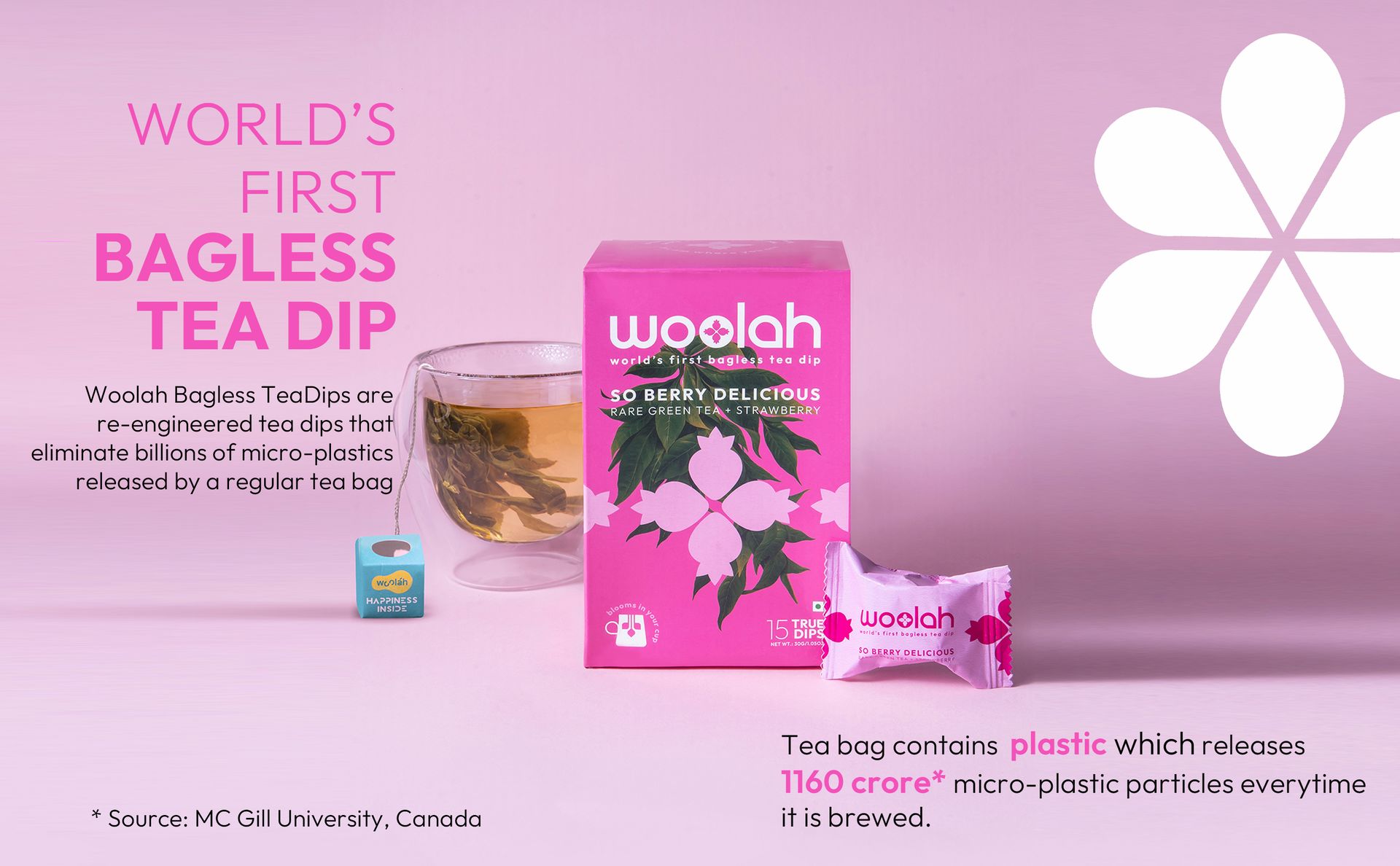 Woolah Rare Assam Strawberry Green Tea | Bagless Whole Leaf Green Tea Dips | Naturally Grown | Rich in Antioxidants | Refreshing Wellness Leaf | Plastic-Free Brewing (15 Dips / 30 Cups)