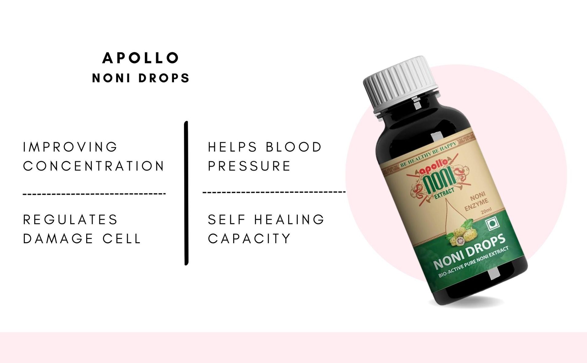 Apollo Noni Enzyme Drops Extract, Bio Active - Double Boost Your Immune, Contain Antioxidant Properties, 20ml (Pack of 1)