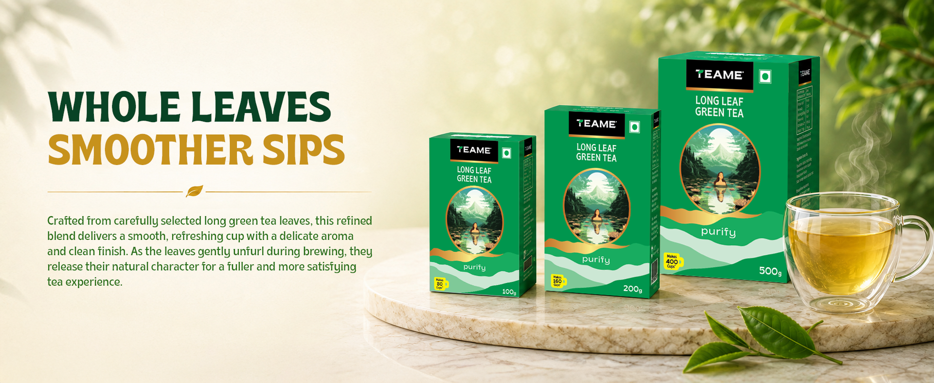 TE-A-ME Long Leaf Green Tea, 500g | Premium Loose Leaf | Natural Antioxidants