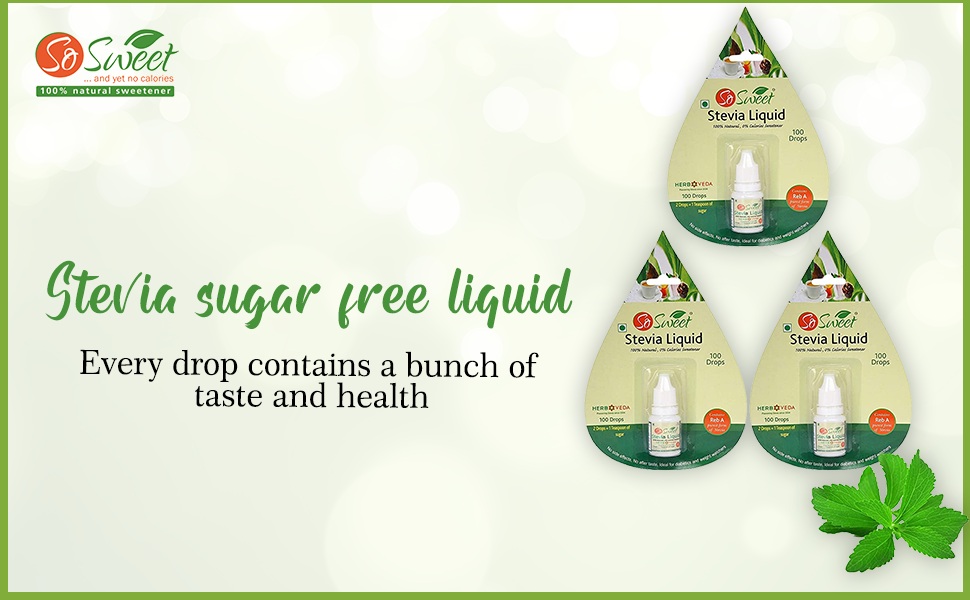 So Sweet Stevia Liquid – Pack of 2, 800 Drops, 100% Natural Sweetener for Weight Management, Sugar-Free, Zero Calorie, Diabetic & Keto Friendly, Convenient for Beverages & Baking