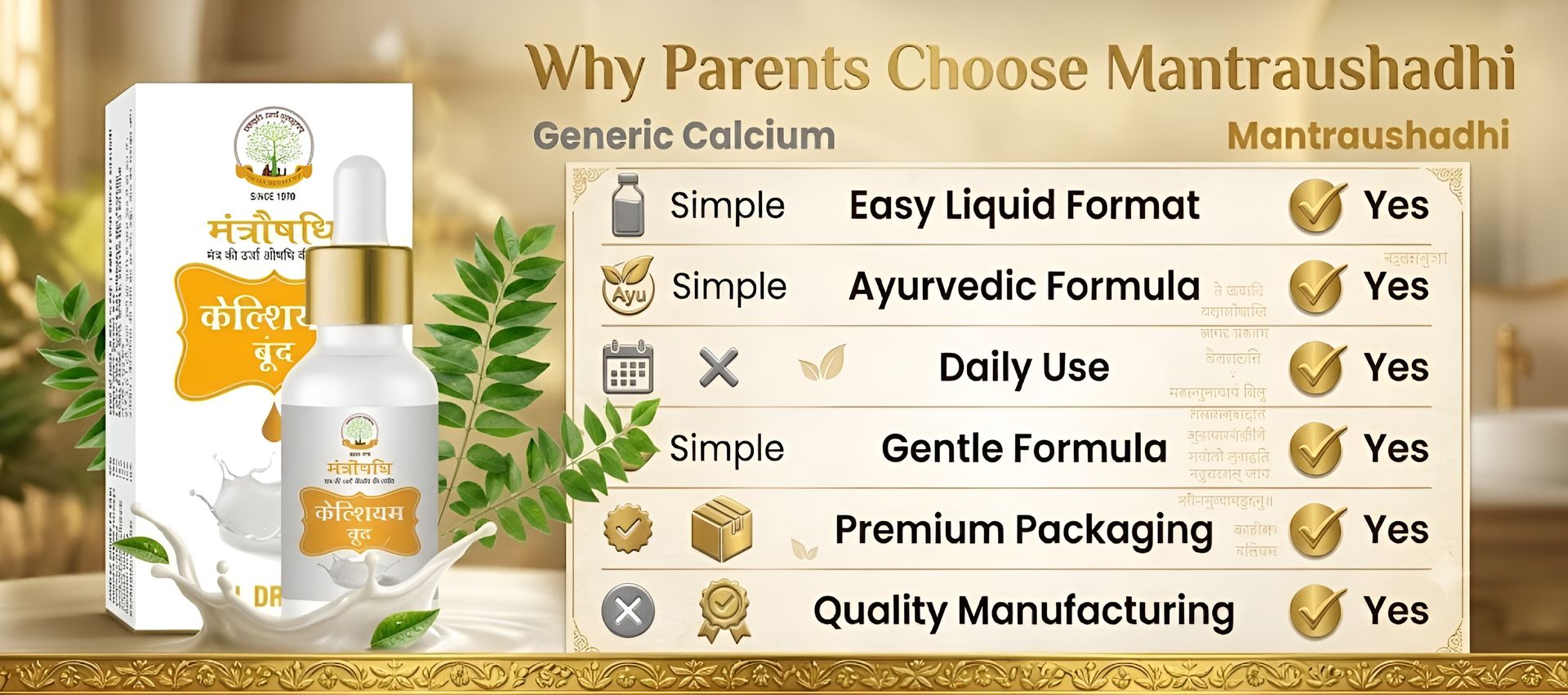 Calcium Liquid Drops 15 ML | Healthy Bone & Teeth Support | Ayurvedic Oral Supplement | Herbal Nutrition Formula | Daily Mineral Support for Children & Adults | Calcium Supplement