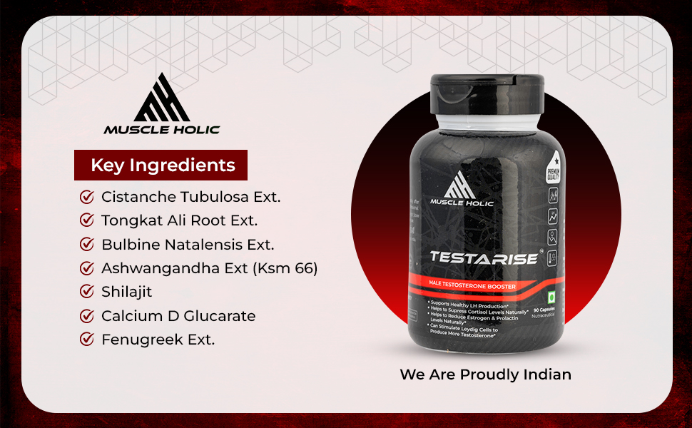 Testarise Men’s Vitality Supplement | Natural Blend with KSM-66 Ashwagandha, Shilajit & Zinc | Boosts Energy, Stamina & Strength | Supports Muscle Performance | 90 Capsules, 100 g