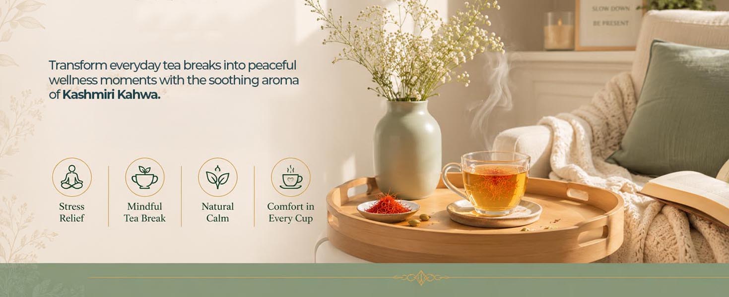 TGL Co. Kashmiri Saffron Kahwa Green Tea (16 Tea Bags) | Saffron-Infused Aromatic Blend | Boosts Immunity & Energy | Supports Digestion | Relieves Stress | Rich & Exotic Flavor (Pack of 2)