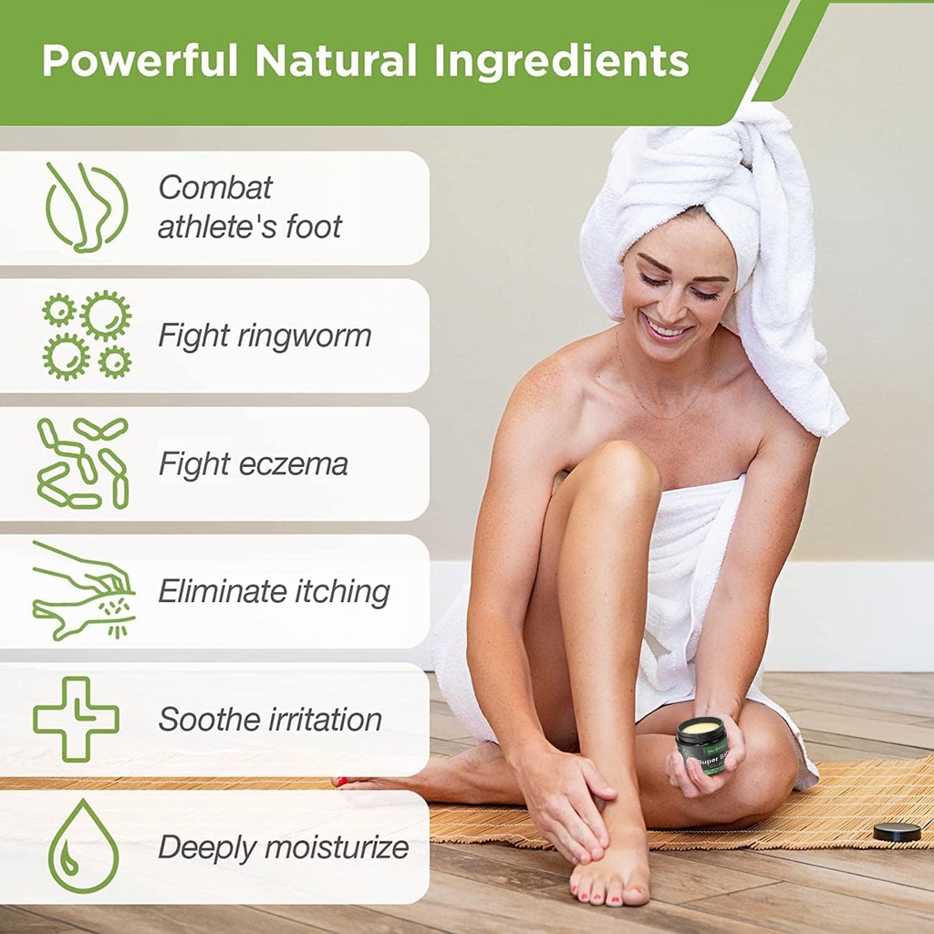 DAILY REMEDY Tea Tree Oil Extra Strength Super Balm - Athletes Foot Cream Combats Ringworm, Jock Itch, Nail Issues - Nourishes Cracked Itchy Skin on Body & Feet - Made in USA (2 Pack) 5