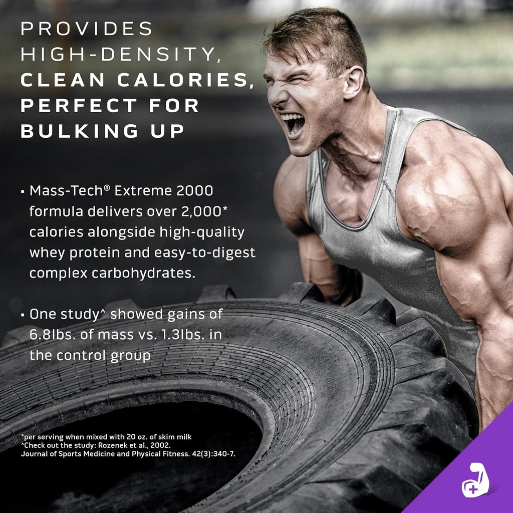 MuscleTech Mass Gainer Protein Powder, Mass-Tech Extreme 2000, Muscle Builder Whey Protein Powder, Protein + Creatine + Carbs, Max-Protein Weight Gainer for Women & Men, Triple Chocolate, 20 lbs 6