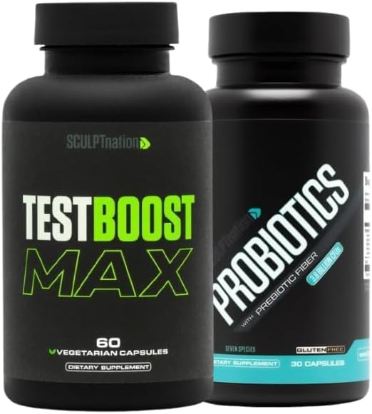 Sculpt Nation by V Shred Test Boost Max and Premium Probiotics Bundle 2