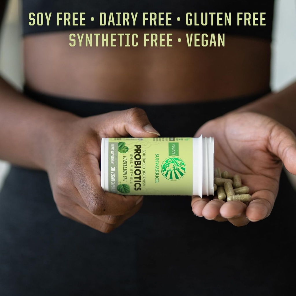 Sunwarrior Probiotics Soil-based Vegan Capsules | 10 billion CFU for Digestion Soy Free Gluten Free Dairy Free | 30 CT 6