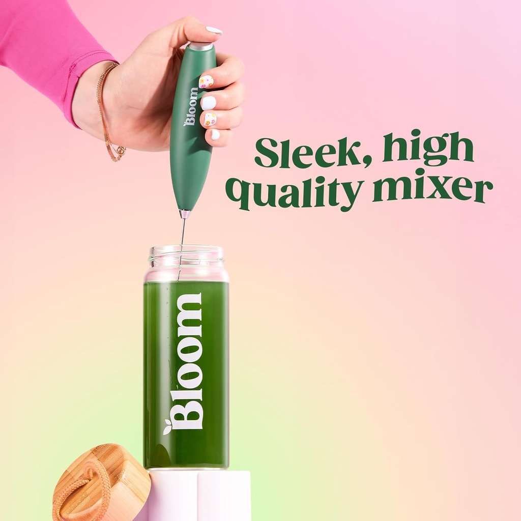 Bloom Nutrition Superfood Greens Powder, Digestive Enzymes with Probiotics and Prebiotics, Gut Health, Bloating Relief, Orange Passionfruit + Milk Frother High Powered Hand Mixer 4