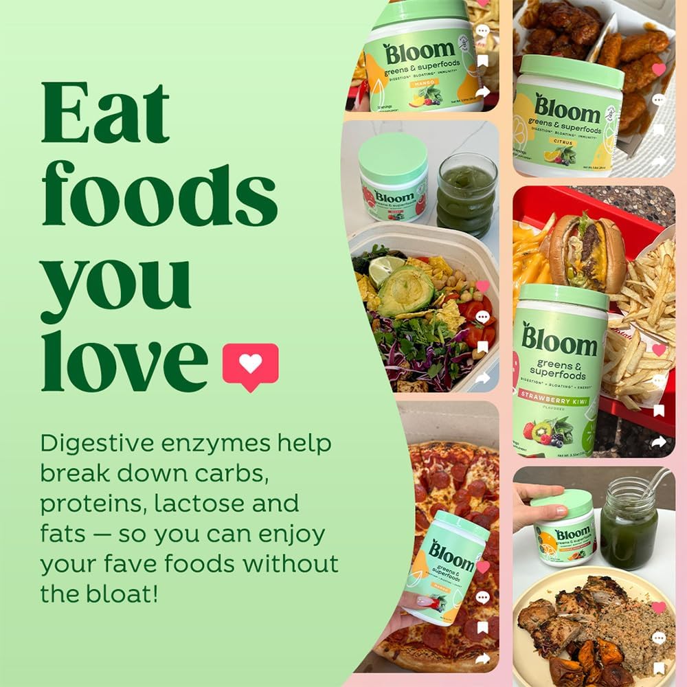 Bloom Nutrition Superfood Greens Powder, Digestive Enzymes with Probiotics and Prebiotics, Gut Health, Bloating Relief, Orange Passionfruit + Milk Frother High Powered Hand Mixer 6