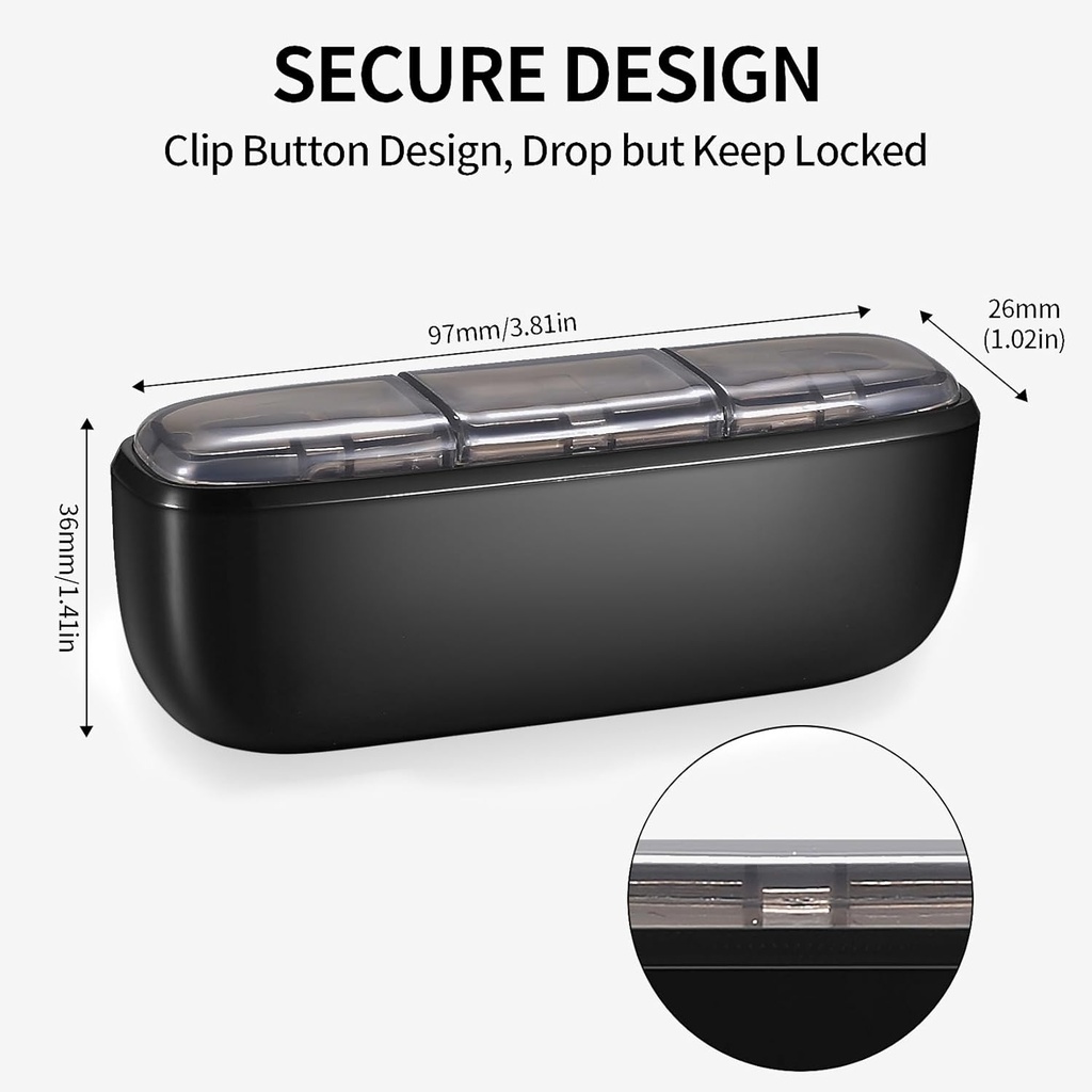 3 Compartment Waterproof Travel Pill Organizer, Portable Pill Box for Outdoor Travel Camping, Holder for Vitamins, Pills, Fish Oil, Supplements, Supplements (Black) 4