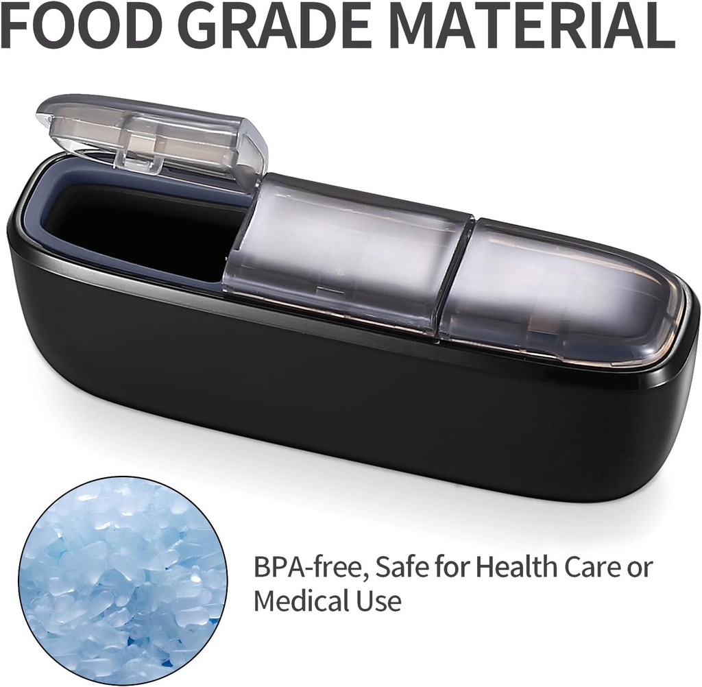 3 Compartment Waterproof Travel Pill Organizer, Portable Pill Box for Outdoor Travel Camping, Holder for Vitamins, Pills, Fish Oil, Supplements, Supplements (Black) 6