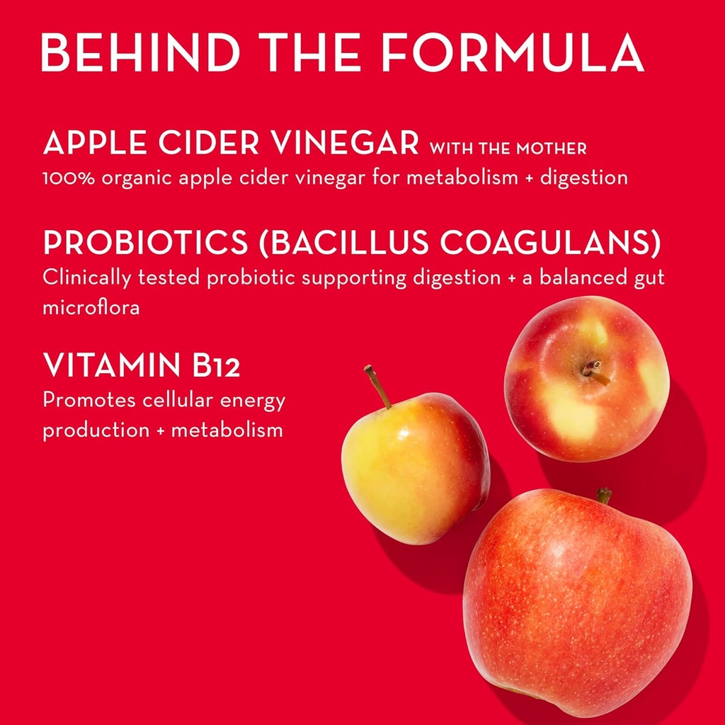 HUM Pro Apple Cider Vinegar Gummies with Probiotics for Digestive Health & Gut Health,100% Organic Apple Cider Vinegar with Mother Gummy Vitamins, Vitamin B12 for Energy Support, 60 ACV Gummies 5