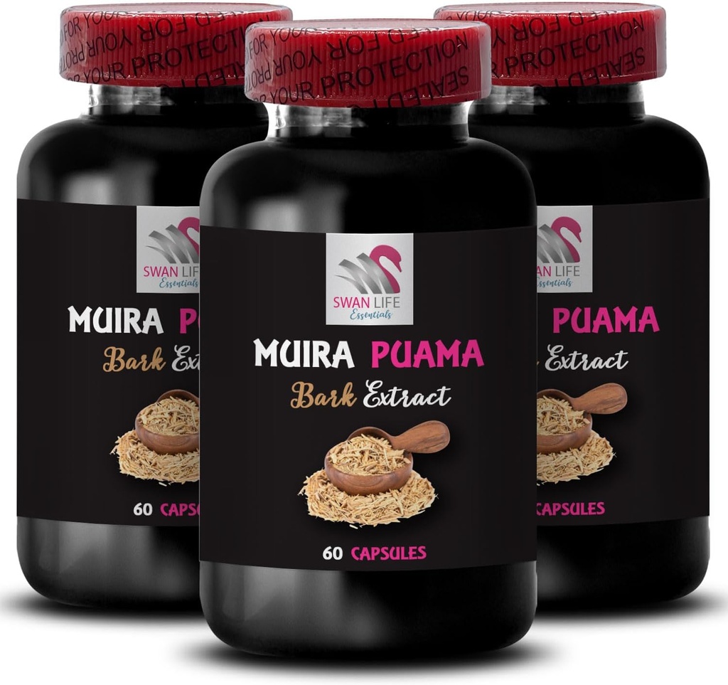 Boost Formula - Muira PUAMA BARK Extract - Natural Resilience, Energy Source, Herbal Awakening, Plant-Driven Power, Energizing Blend, Performance Enhancement, Botanical Lift 3 Bottles 180 Capsules 2