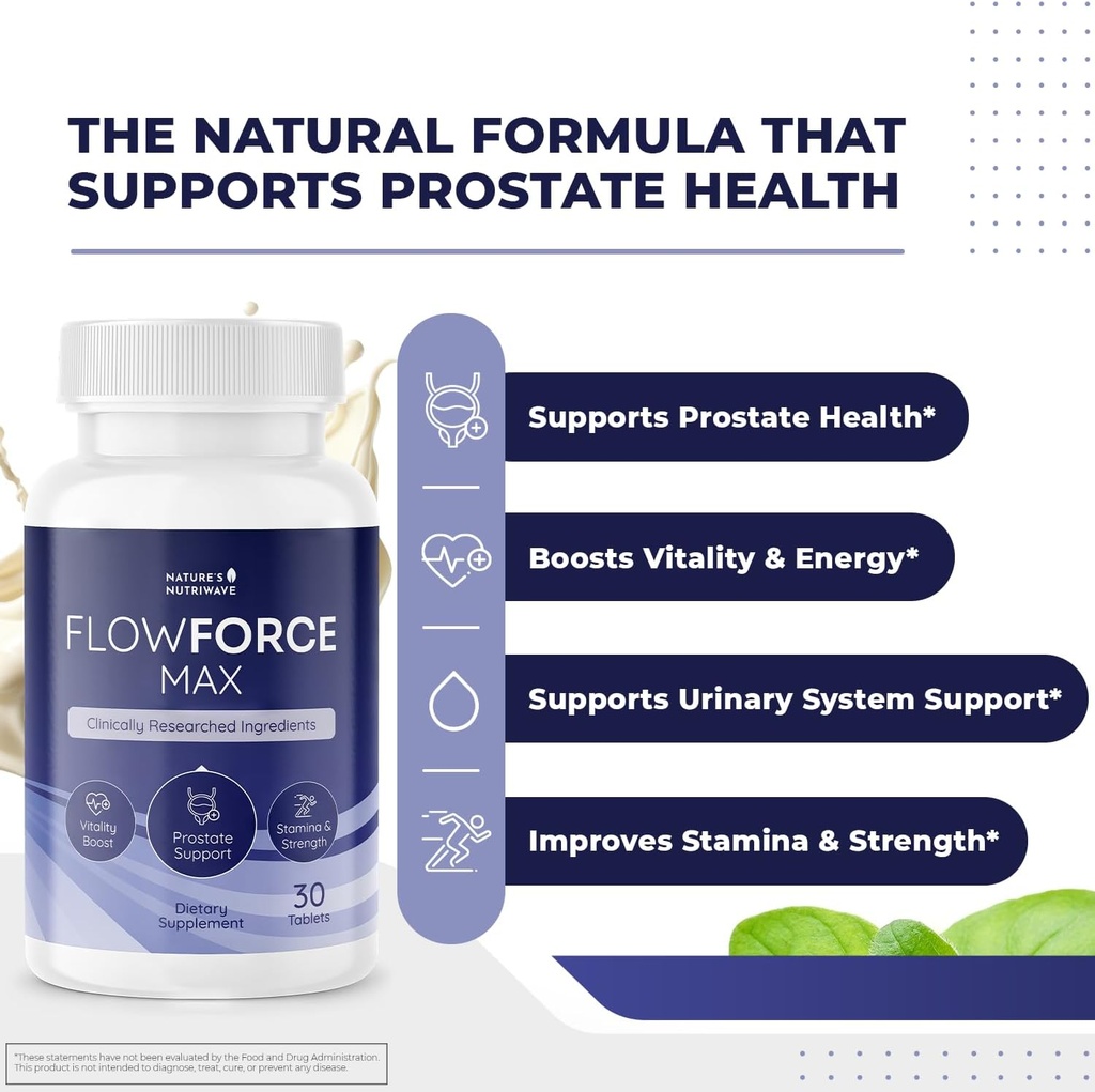 FlowForceMax Herbal Support Supplement - Natural Plant-Based Formula with Saw Palmetto Extract | 30 Chewable Tablets, 3 Month Supply, Made in USA 3
