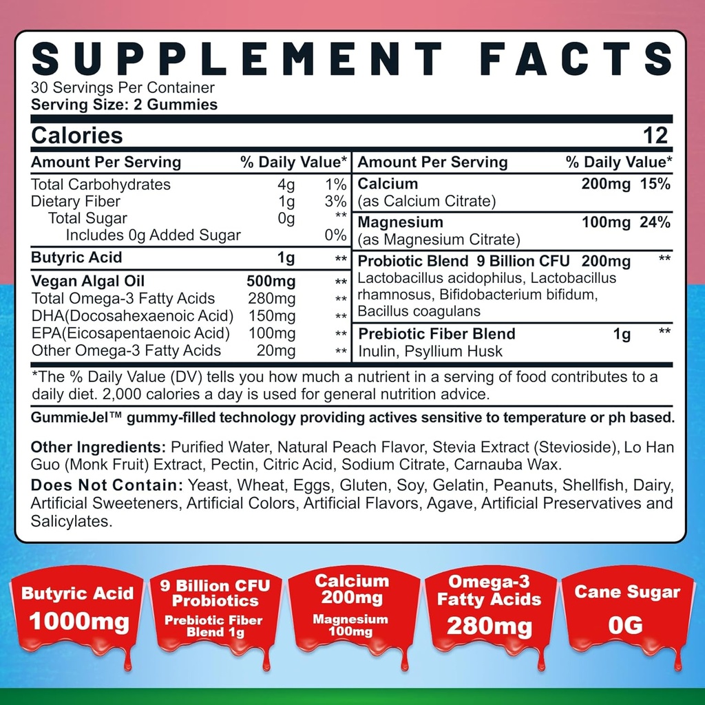 2 Pack Sugar Free Vitamin C + D3 + Zinc Gummies for Adults 50+ + 1 Pack Butyrate Gummies 4