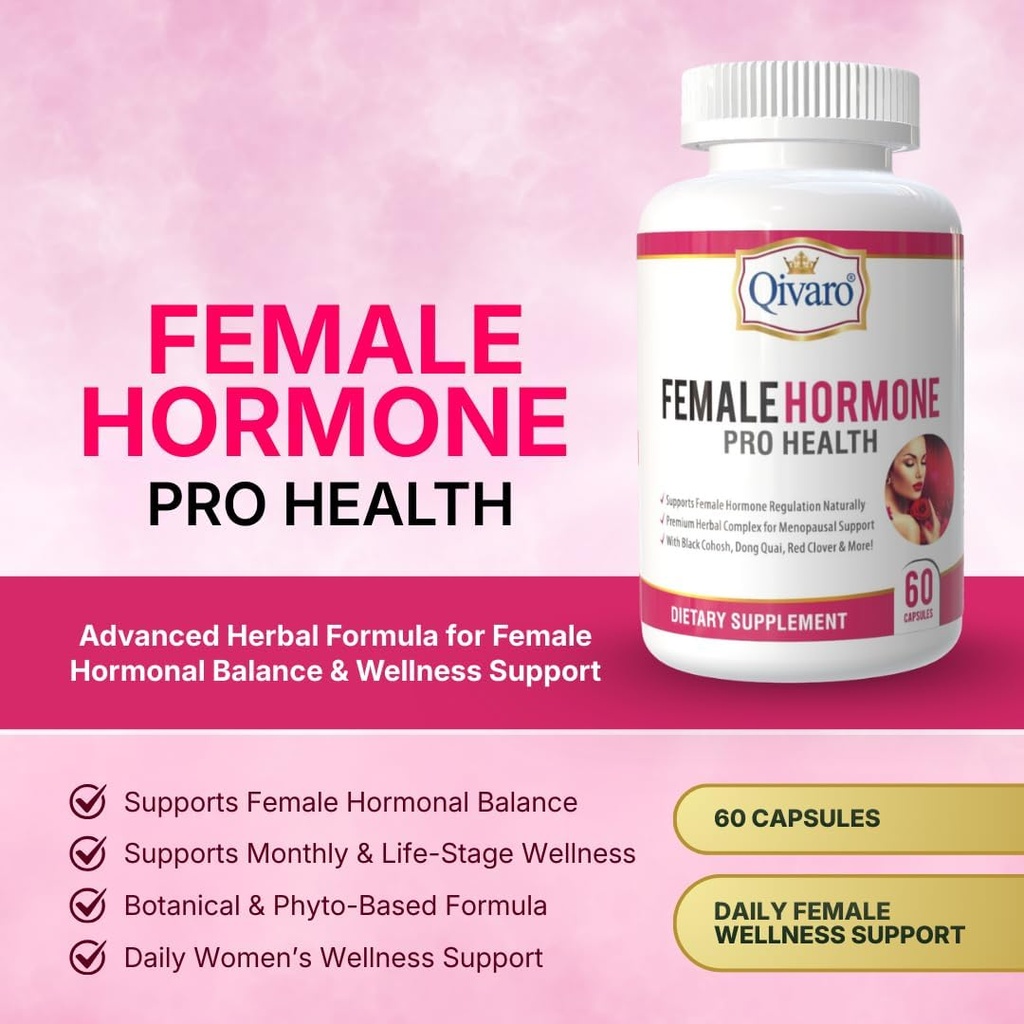 Female Hormone Supplement - Menopause Support Capsules for Women - Womens Hormone Support with Black Cohosh, Red Clover, Blessed Thistle, Wild Yam, & Raspberry - 60 Vegetable Capsules 3