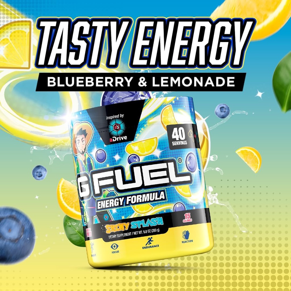 G Fuel PewDiePie Energy Drink Powder, Pre Workout Caffeine Mix for Gaming, Sugar Free Focus Amino, Vitamin + Antioxidants, 9.9oz (Lingonberry, 40 Servings) 5