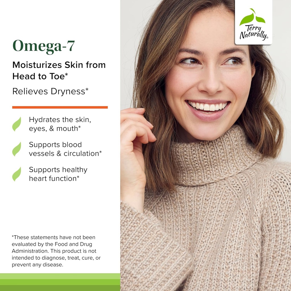 Terry Naturally Omega-7 - Dietary Supplement with Essential Fatty Acids - Nutritional Supplement to Support Skin Health with Sea Buckthorn, Berry Pulp & Seed Oil - 60 Softgels (Pack of 2) 4