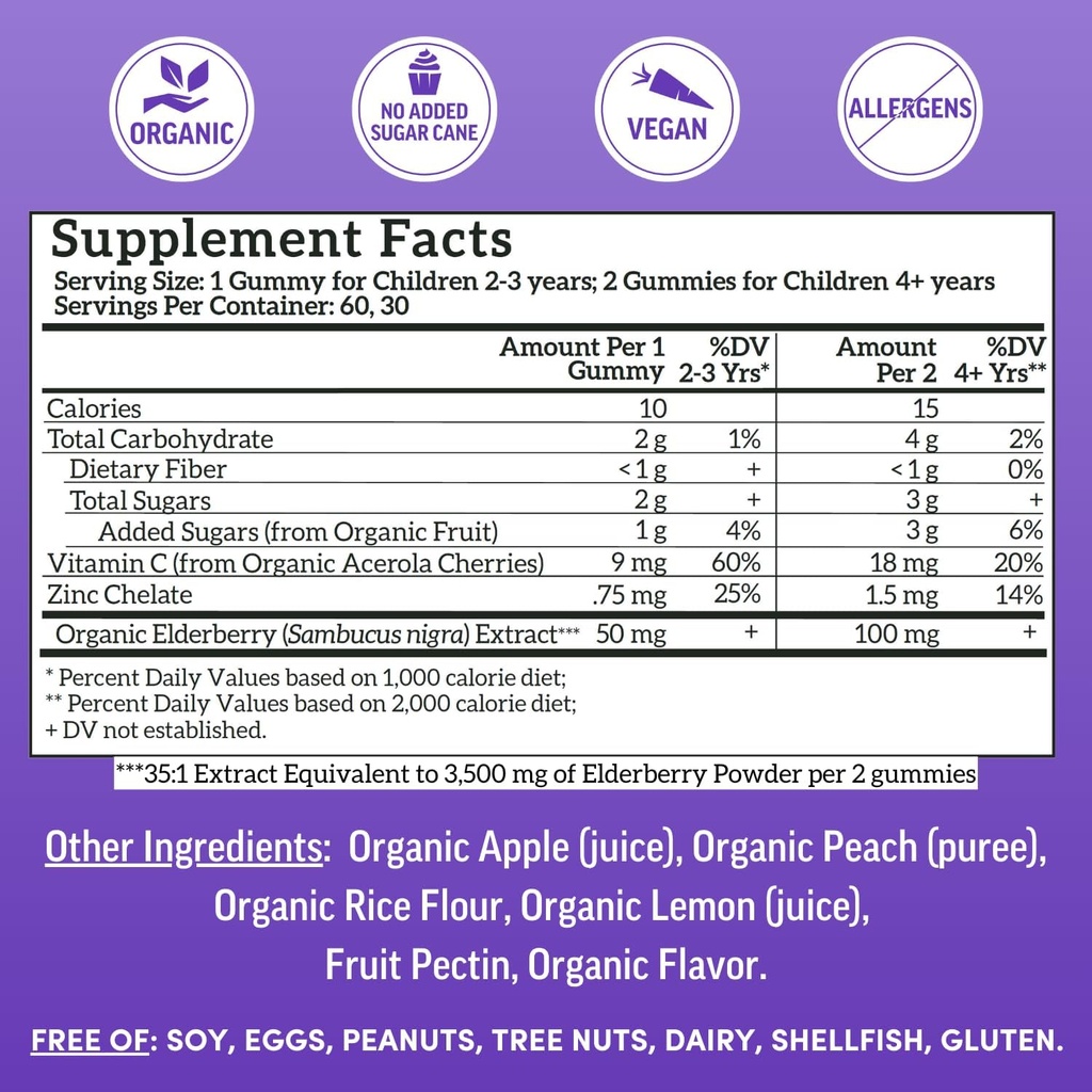 Llama Naturals Kids Multivitamin Gummies + Elderberry Gummies Bundle | No Added Sugar Cane | Vegan | Organic | 2 Bottles 3