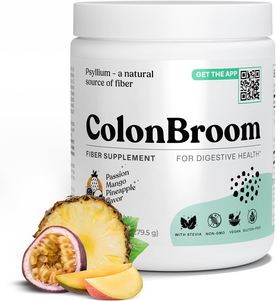 ColonBroom Psyllium Husk Powder with Stevia (Tropical Fruits) - Colon Cleanse for Bloating Relief & Gut Health - Colon Broom Fiber Powder Drink - Vegan Fiber Powder Stevia Supplement, 100 Servings 2