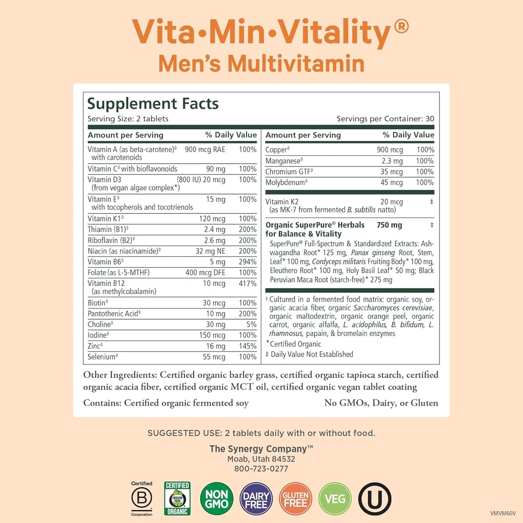 PURE SYNERGY Men’s Multivitamin, Stress, and Energy Essentials Bundle | Whole Food Multi with Adaptogens and Cordyceps | Natural Vitamin C Immune Supplement | Vegan, Non-GMO, and Organic Ingredients 4