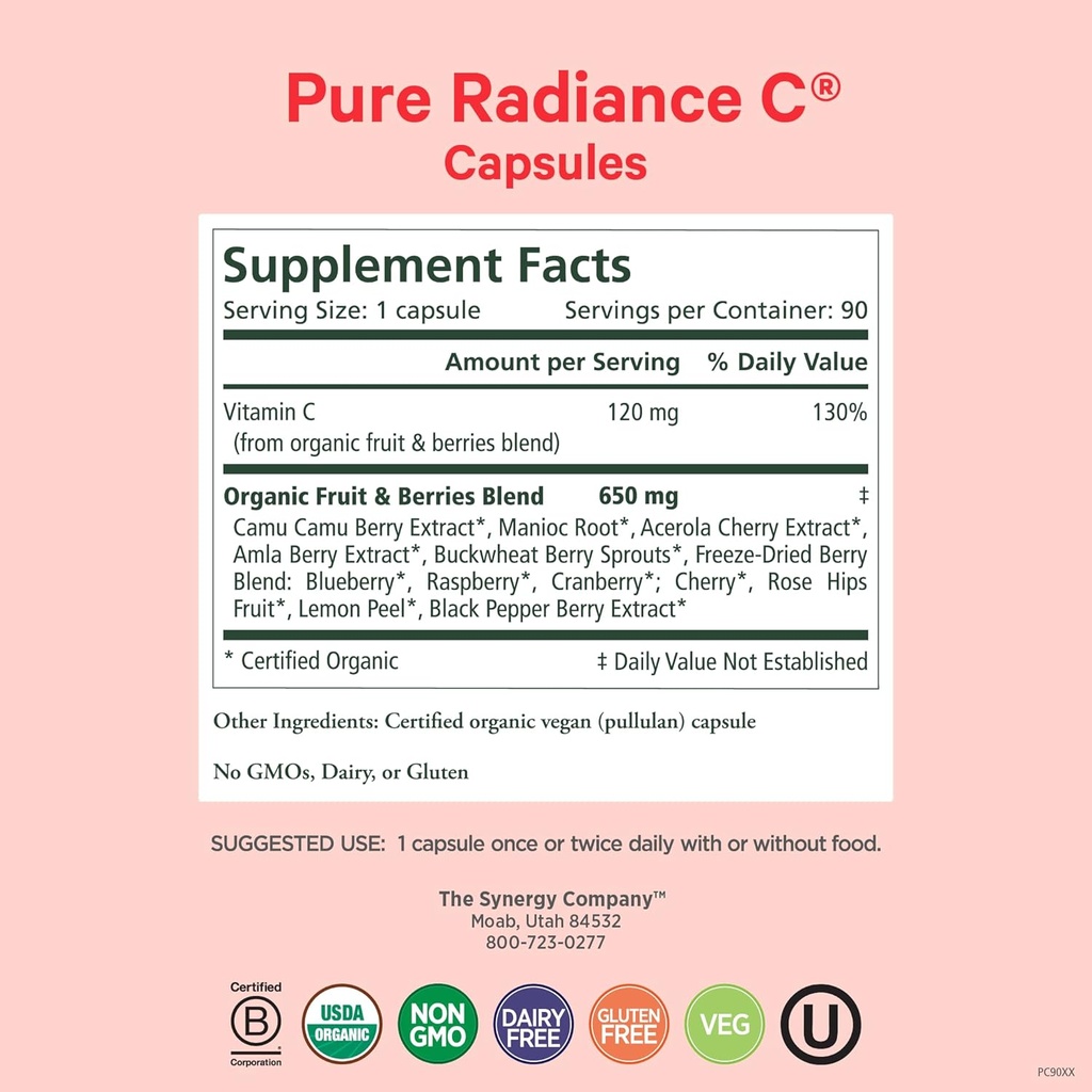 PURE SYNERGY Men’s Multivitamin, Stress, and Energy Essentials Bundle | Whole Food Multi with Adaptogens and Cordyceps | Natural Vitamin C Immune Supplement | Vegan, Non-GMO, and Organic Ingredients 6