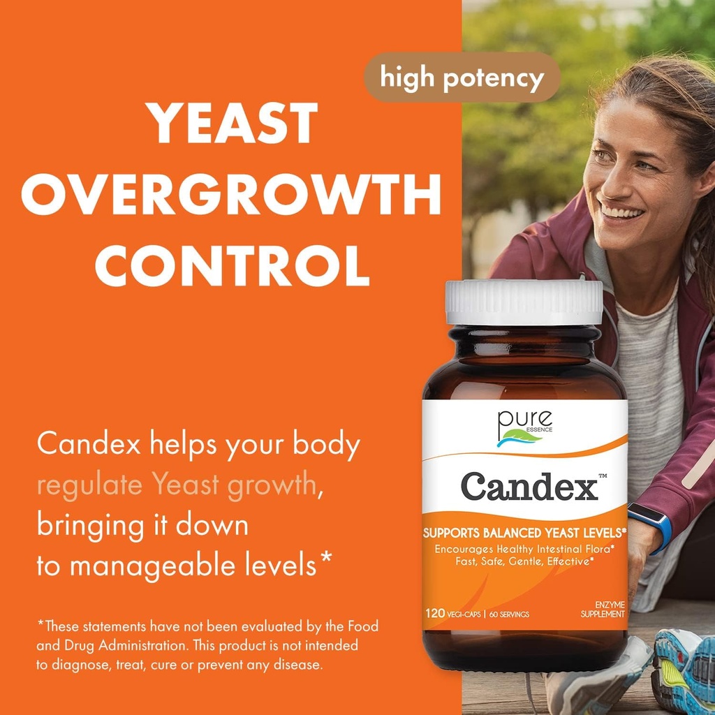 Pure Essence Candex Supplement - Yeast Overgrowth Supplement with Digestive Enzymes, Yeast Infection Probiotic Treatment for Men and Women - 120 Capsules 3